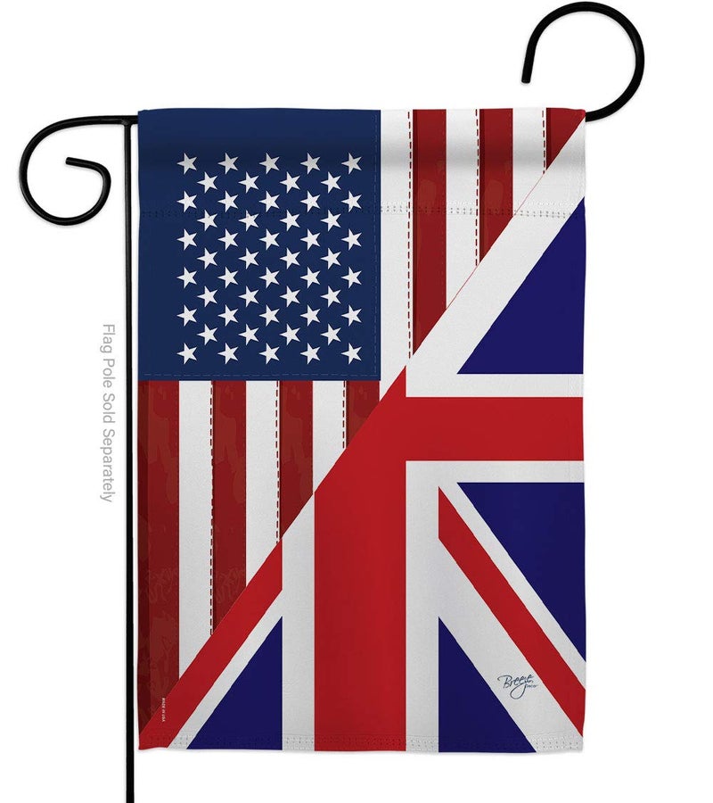 Breeze Decor - US UK Friendship Flags of the World - Everyday Impressions Decorative Vertical Garden Flag 13" x 18.5" Printed In USA - Image 1